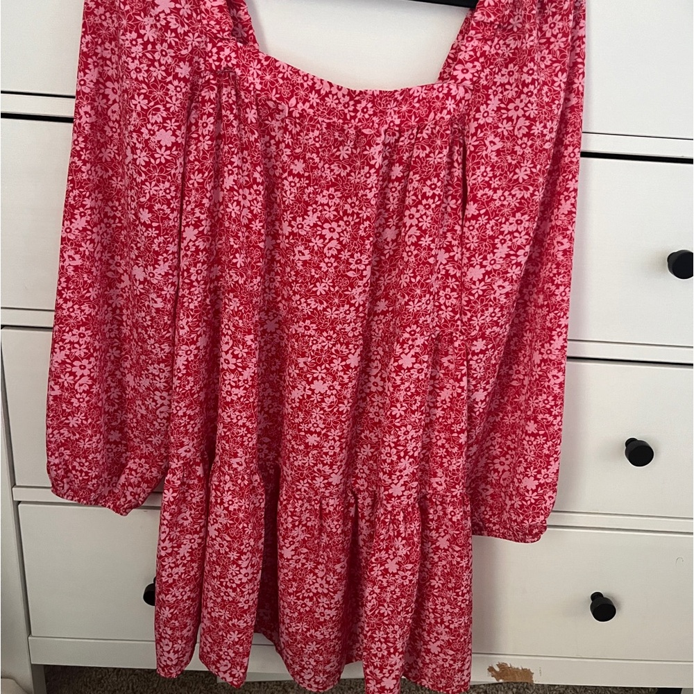 red and pink dress